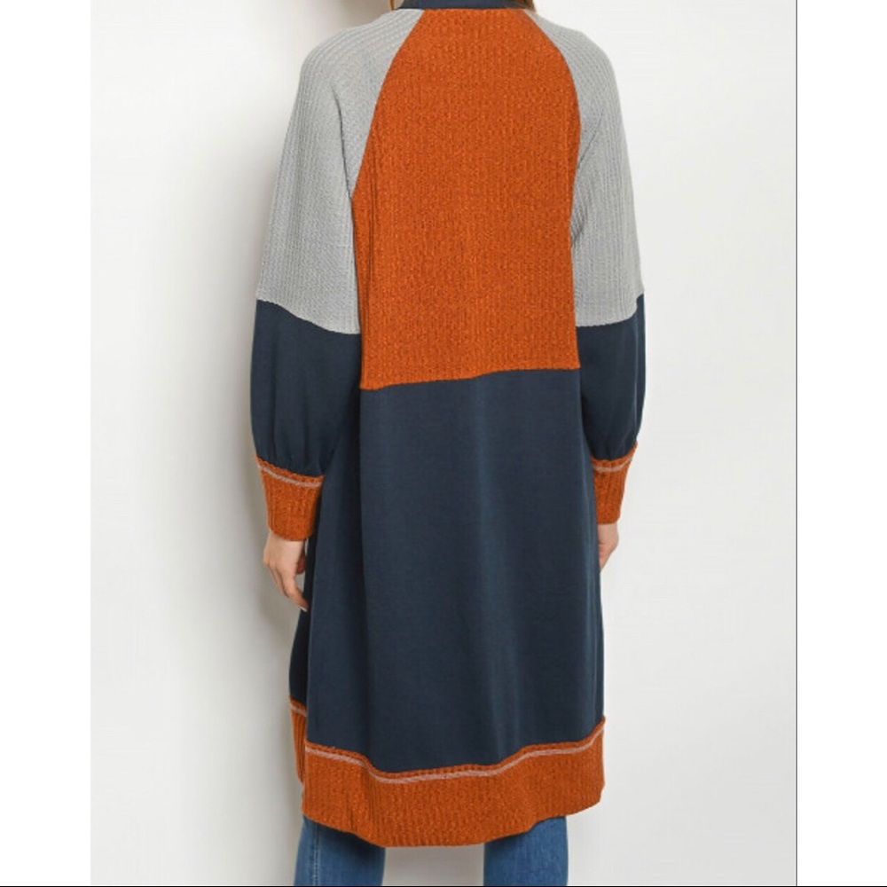 FREE AS A BIRD navy color block duster cardigan - Picture 5 of 12